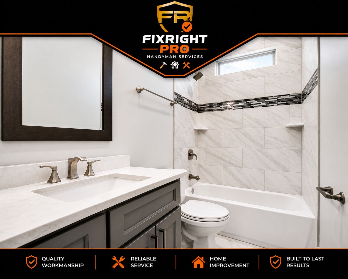 Finished bathroom with tiled tub surround in New Orleans