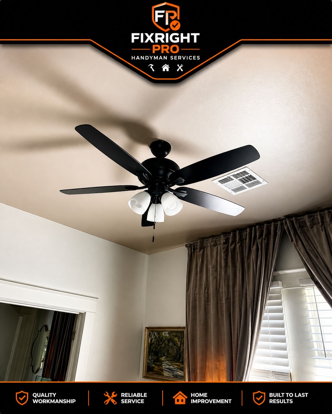 Ceiling fan installation in a New Orleans home